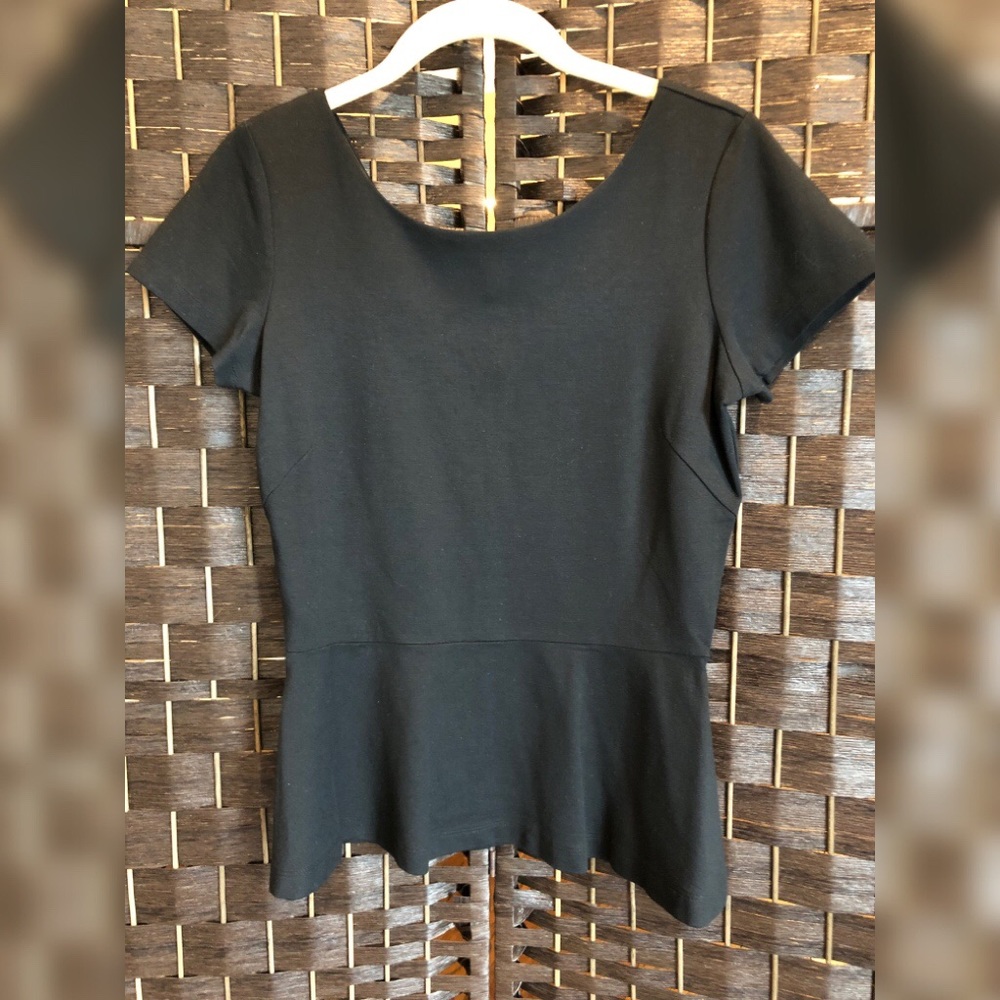Banana Republic Black Short Sleeve Peplum Top